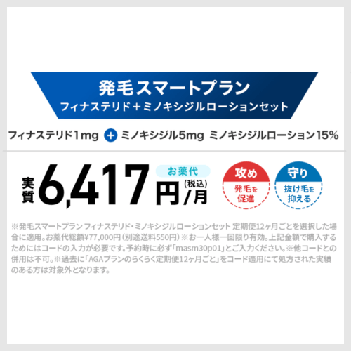発毛スマートプラン<br>フィナステリド<br>ミノキシジルローションセット