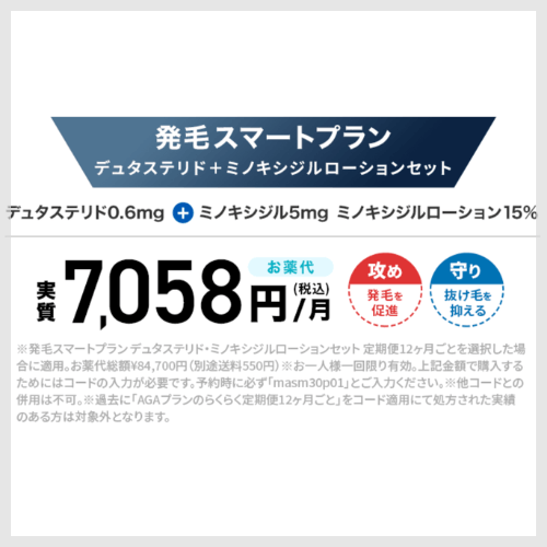 発毛スマートプラン<br>デュタステリド<br>ミノキシジルローションセット
