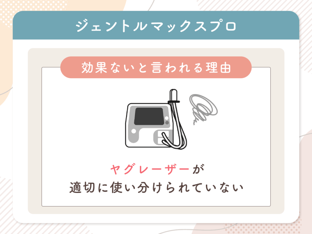 ジェントルマックスプロは効果ないと言われる理由③:ヤグレーザーが適切に使い分けられていない