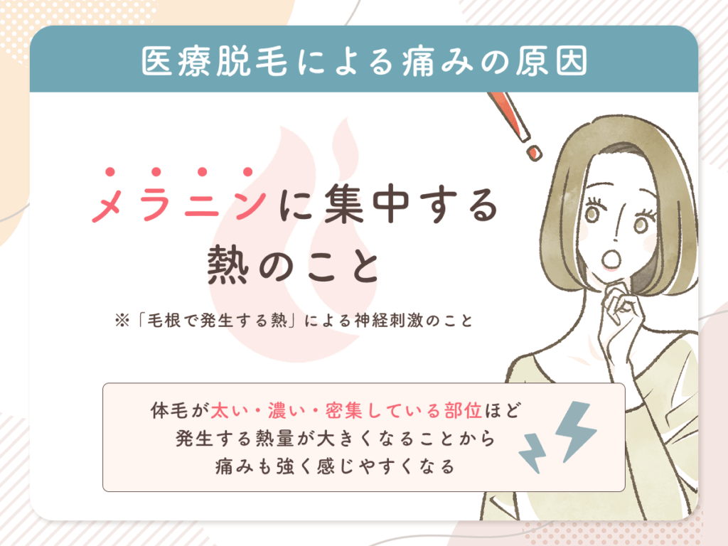 医療脱毛による痛みの原因はメラニンに集中する熱のこと